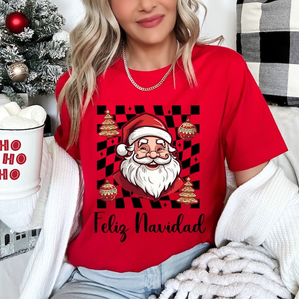 Camisa de navidad retro, camiseta en  Español de navidad, regalo para navidad, Spanish shirt, camista de navidad, Navidad Latina