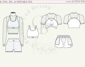 Active Fashion Sketches Cad , Fashion Tech Pack