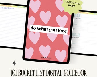 Digitaal dagboek met 101 bucketlist: jouw go-to om groots te dromen en waar te maken! Manifesteren, digitale planner, digitaal notitieboek