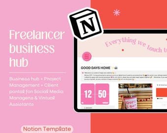 Freelancer Notion Template, Business Hub, Taakplanner, Projectbeheer, Client Tracker