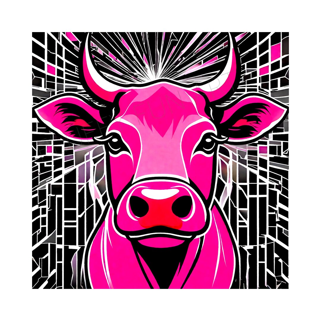 Bull Print Bull Wall Art Bull Bull Gifts Funky Bull Art Etsy