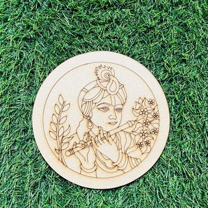 Vooraf gemarkeerde Krishna MDF-muurkunst, muurdecoratie, bloemenmdf voor lippankunst, uniek wanddecor