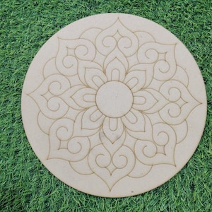 Vooraf gemarkeerde mandala mdf-muurkunst, muurdecoratie, bloemen mdf voor lippankunst, uniek wanddecor