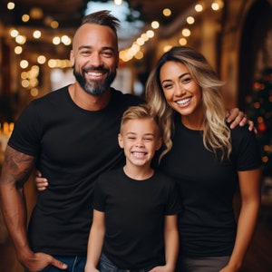 Family Mockup | Family Shirt Mockup | Black Tshirt Mockup | Matching Family Bella Canvas 3001 Mockup Black | Kids Shirt Mock Up
