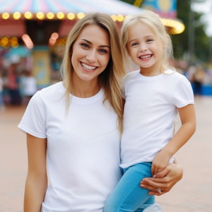 Mommy and Me White T-Shirt Mockup Models | Mother Daughter Shirt | Toddler Bella Canvas | 3001 Mom Baby TShirt Mock up | Childs Tee 3001T