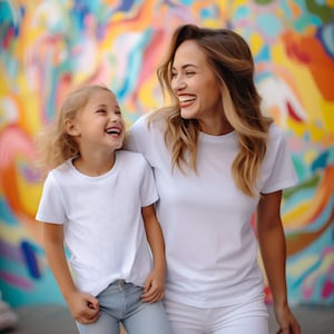Mommy and Me White T-Shirt Mockup Models | Mother Daughter Shirt | Toddler Bella Canvas | 3001 Mom Baby TShirt Mock up | Childs Tee 3001T