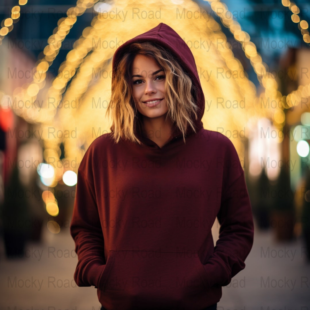 Maroon Gildan 18500 Hoodie Mockup Trendy Boho Holiday - Etsy