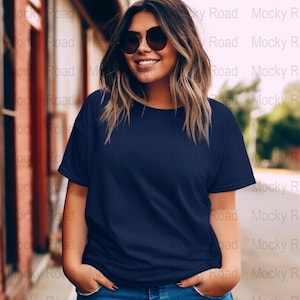 3001 Navy Model Mockup, Bella Canvas Mockup, Unisex T-Shirt Model Mock Up, Lifestyle Tee Shirt TShirt Model Mockup, Bella and Canvas Tee
