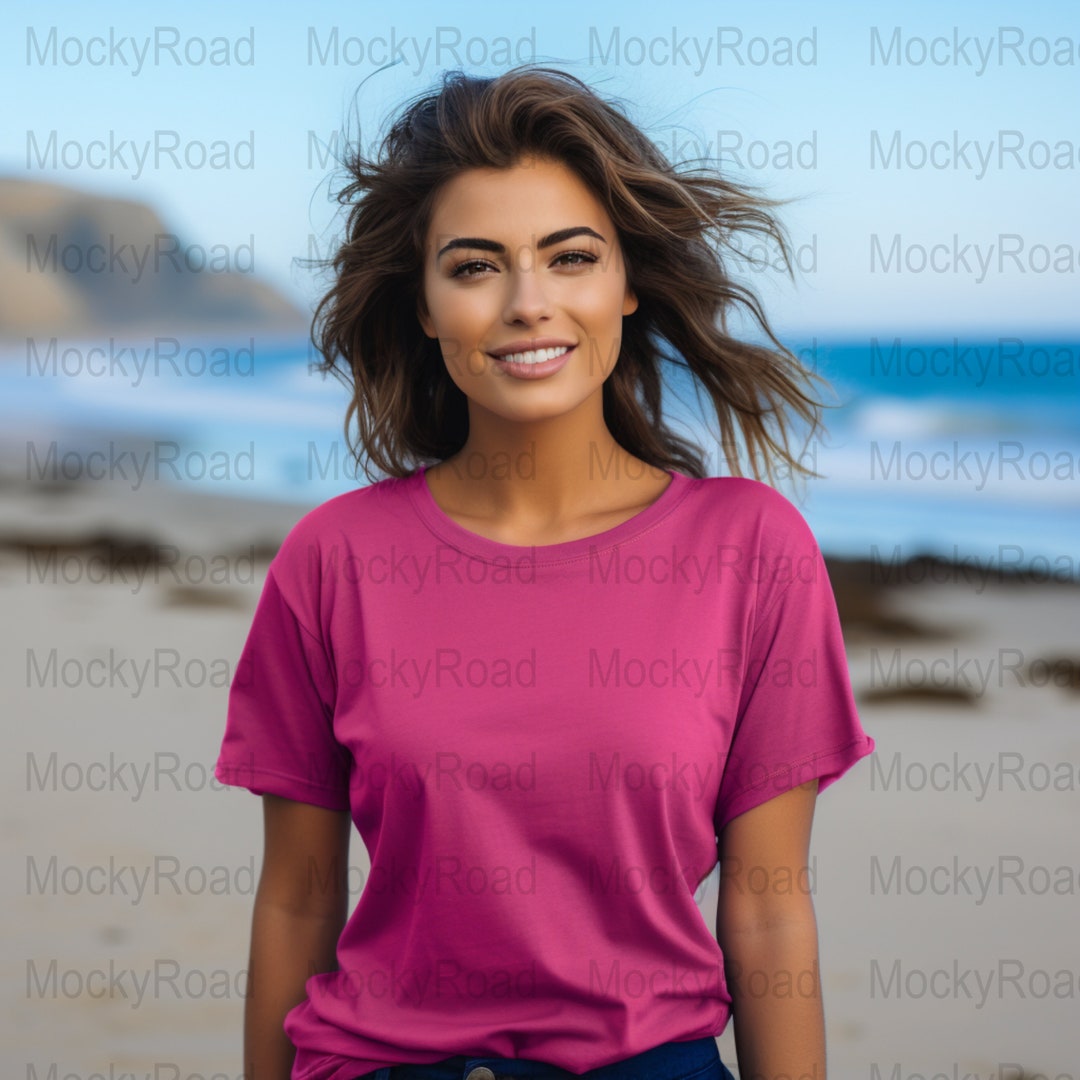 Fuchsia Bella Canvas 3001 Model Mockup Bella and Canvas Etsy