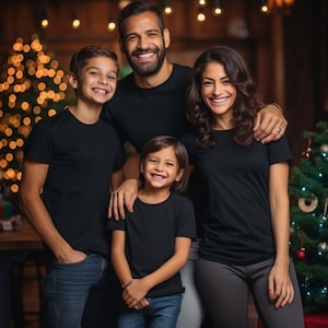 Family Mockup | Family Shirt Mockup | Black Tshirt Mockup | Matching Family Bella Canvas 3001 Mockup White | Kids Shirt Mock Up