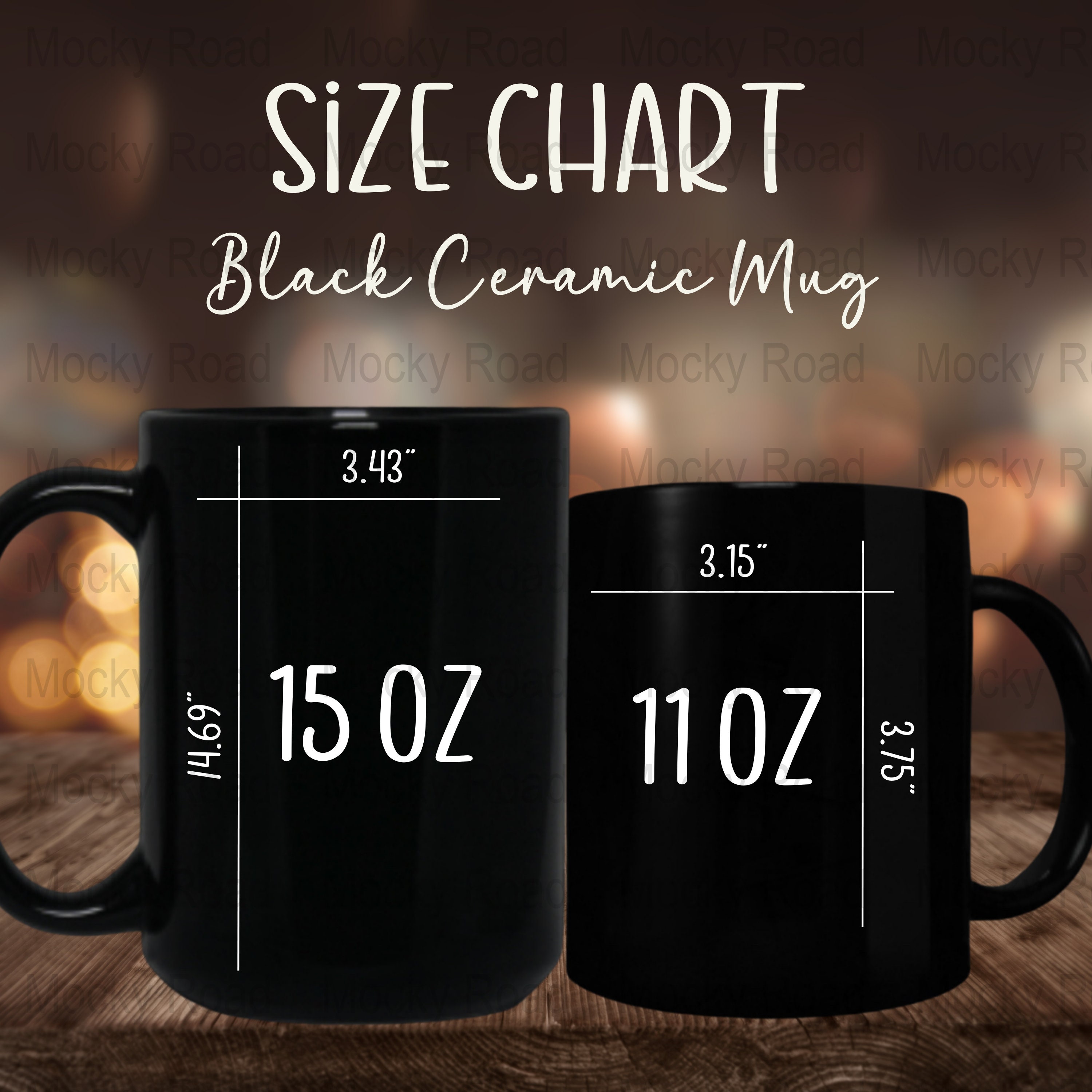 Mug Size Chart 11oz & 15oz, Printful Mug Size Chart, Cup Size