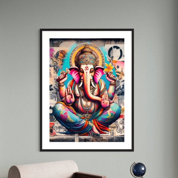 Contemporary Ganesh Wall Art: Ganesha Print for Spiritual Home Decor - Hindu God Print, Yoga Studio Wall Art, A5 - A0 Size Poster Prints