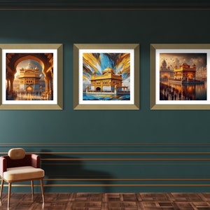 Sikh Golden temple wall art set of 3 - Sikh golden temple, Religious Sikh Art - golden temple Print, Square Poster Prints various sizes