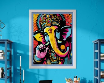 Pop Art Lord Ganesha Print – Modern Hindu God Wall Art