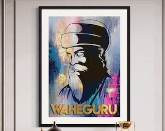 Guru Nanak Dev Ji Print: Modern Sikh Art, Waheguru Poster