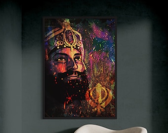 Guru Gobind Singh Ji Art Print: Sikh Spiritual Home Decor