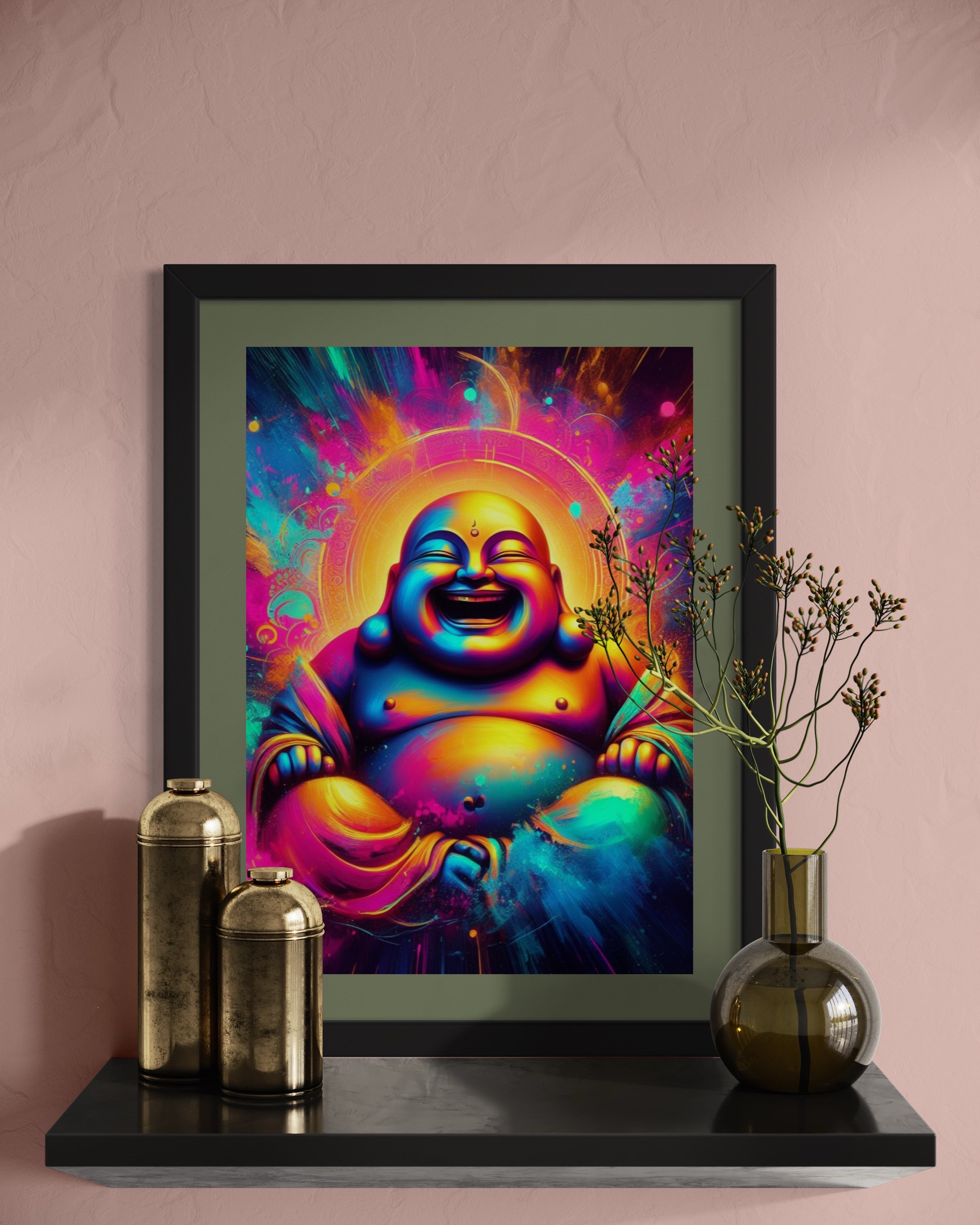 Laughing Buddha Neon Art Print: Spiritual Zen Decor - Etsy