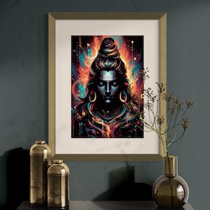 Lord Shiva Wall Art Printed Posters: Hindu Home Decor Wall Art, Indian Housewarming Gift, Shiva Painting Print, A5 - A0 Size Poster Prints