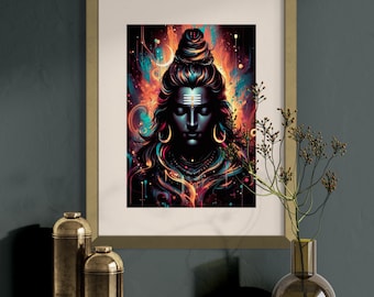 Lord Shiva Wall Art Printed Posters: Hindu Home Decor Wall Art, Indian Housewarming Gift, Shiva Painting Print, A5 - A0 Size Poster Prints