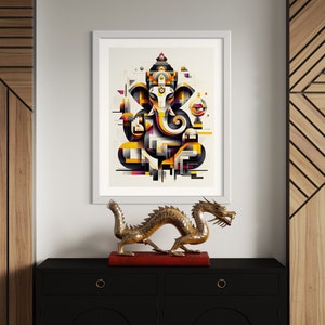 Ganesh Wall Art Print Geometrisch Abstrakt - Ganesh Kunstdruck, Hinduistisches Einweihungsgeschenk - Hindu God Print, A5 - A0 Size Poster Prints