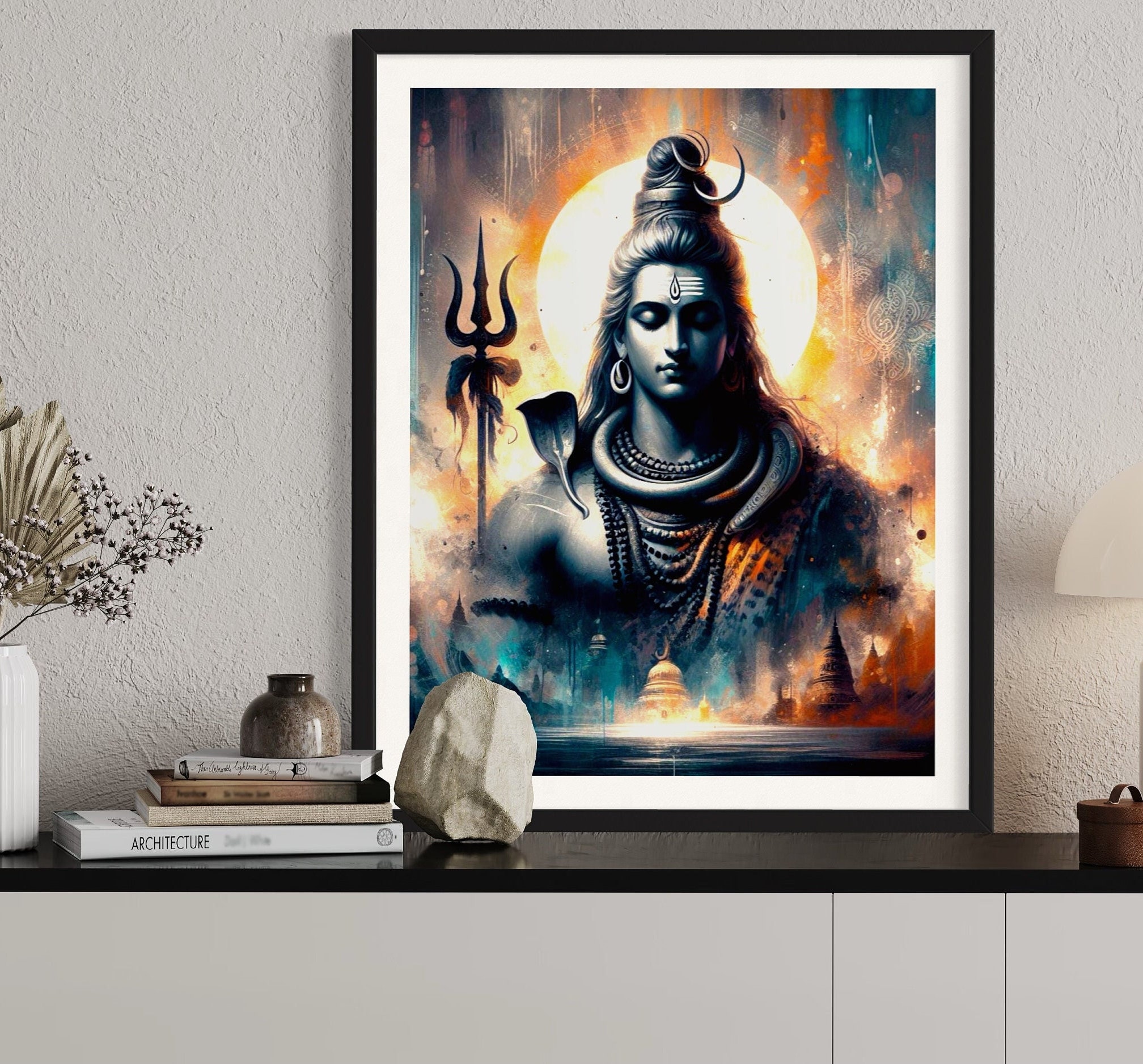 Lord Shiva Wall Art Printed Posters: Hindu Home Decor Wall Art, Contemporary Hindu God art, Shiva Painting, A5 - A0 Size Poster Prints