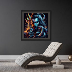 Lord Shiva Wall Art Printed Posters: Hindu Home Decor Wall Art, Contemporary Hindu God art, Mahadev Painting, A5 - A0 Size Poster Prints