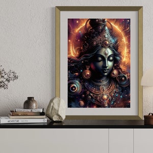 Goddess Lakshmi Wall Art Print - Lakshmi Housewarming gift, Religious Indian God Art - Hindu God Print, A5 - A0 Size Poster Prints