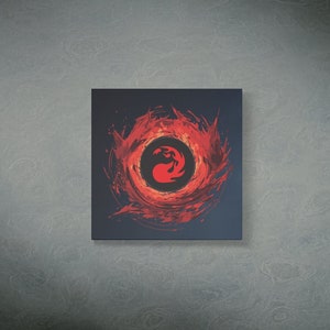 Magic The Gathering Wall Art | MTG Red Mana Symbol Canvas Print Decor