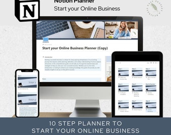 Notion Business Planner Template Blue Start Your Online Business  | All In One Dashboard | Navy Task Project Management | Essentials EP010