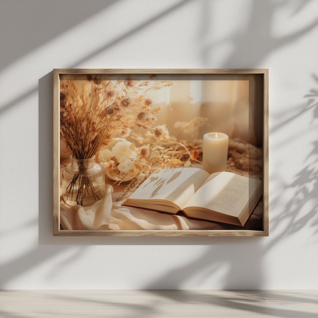 Cottagecore Reading Rustic Cottagecore Book Still Life - Cozy Warm Reading Nook, Neutral ...