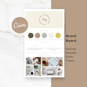 Moodboard Business Brand Board | Neutral Metallic Earth Professional Branding Kit | Canva Template | EP021