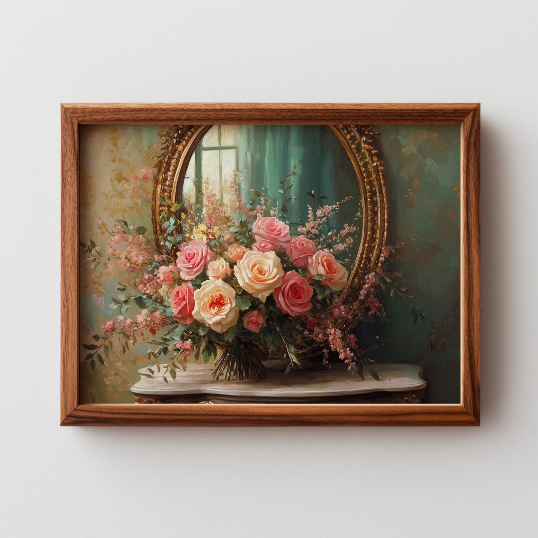 Vintage Romantic Rose Bouquet Printable - Classic Still Life of Roses ...