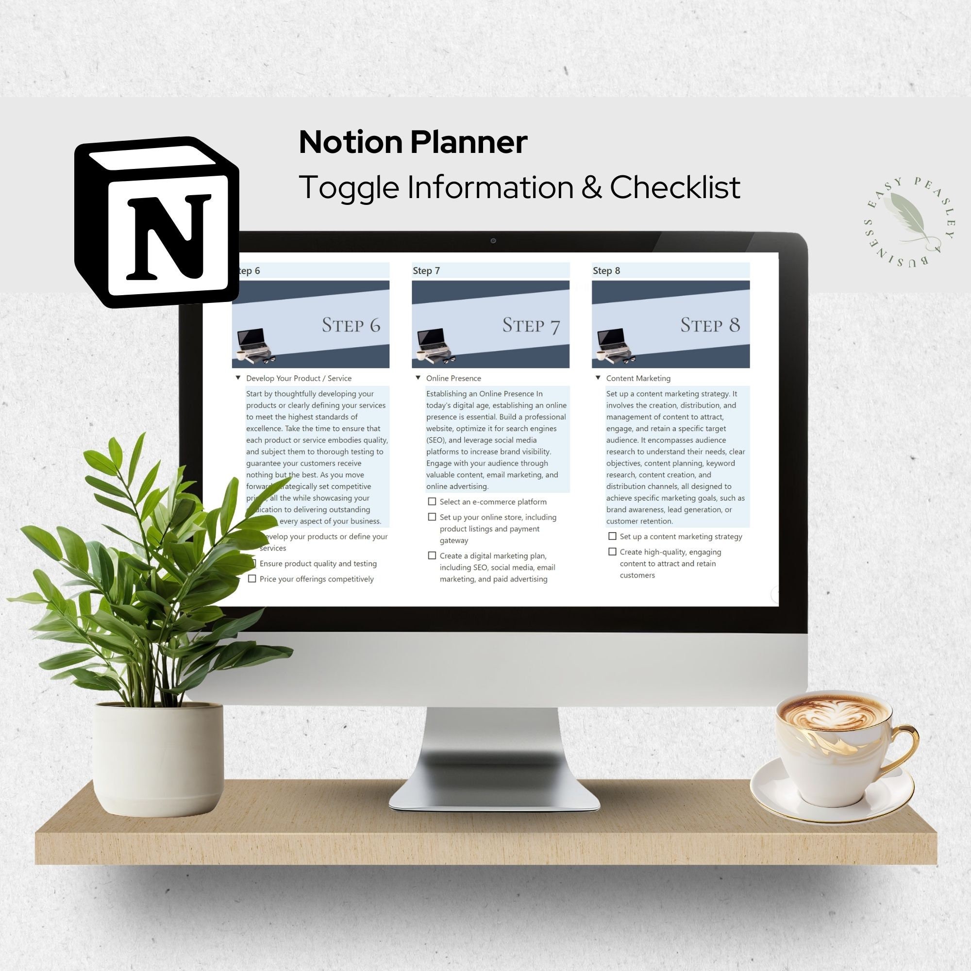 Notion Business Planner Template Blue Start Your Online Business All in ...