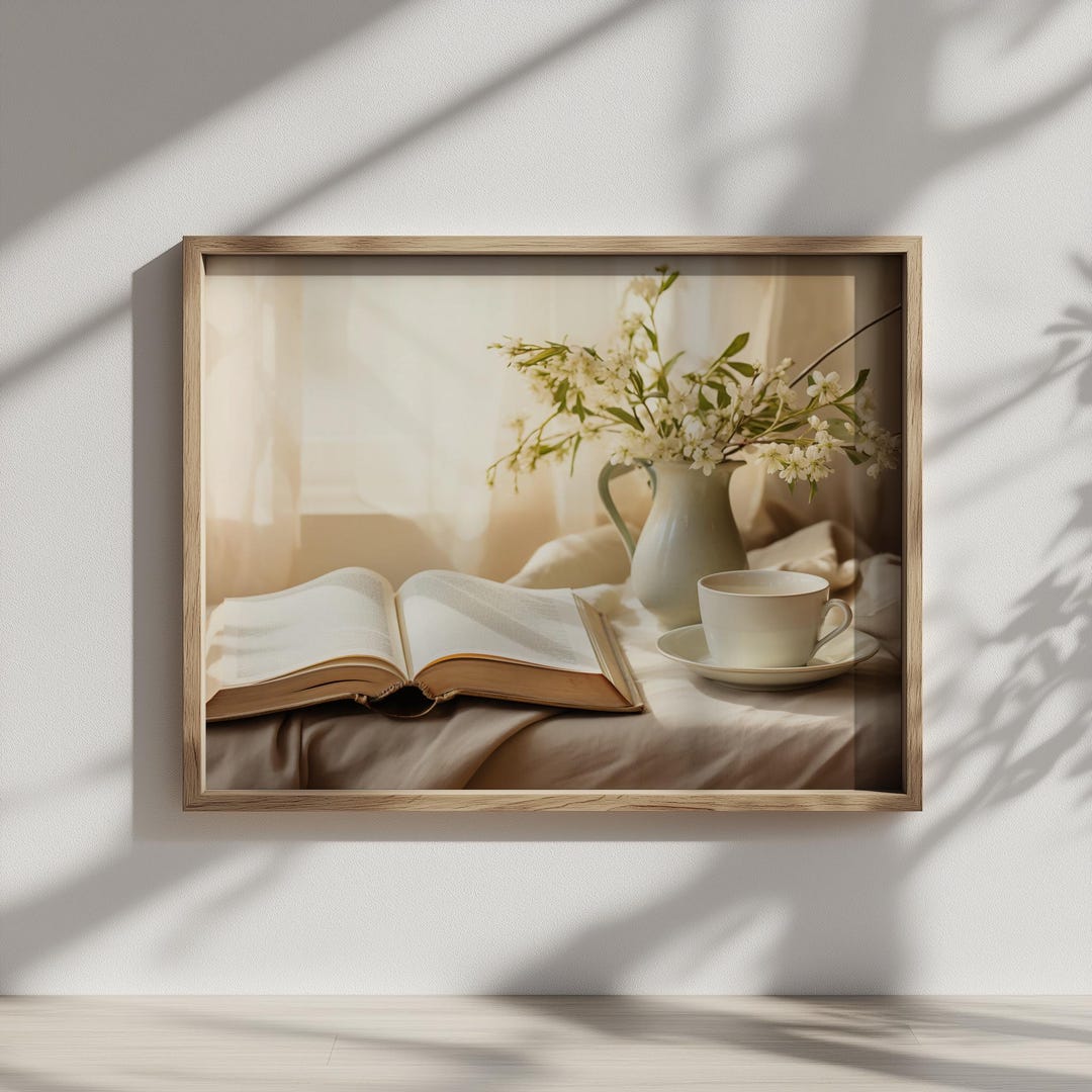 Rustic Vintage Open Book Still-life - Cozy Cottagecore Decor, Warm ...