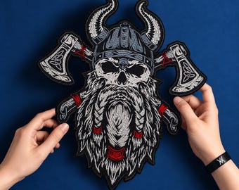 Odin Viking Axe Embroidered Back Patch 14"