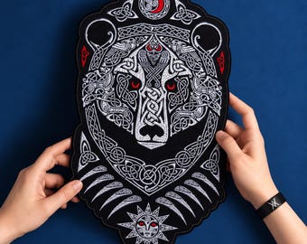 Viking Bear Valhalla Back Patch – 11"- 14" in Large Norse Iron On