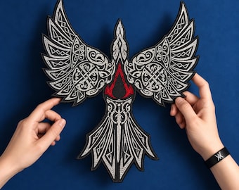 Valhalla Raven Back Patch – 12,5" in Viking Assassin Iron On