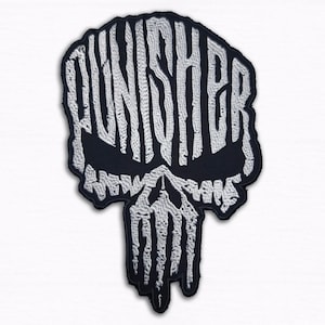 Punisher Skull-märke: Stort broderat - 14" strykmärke på baksidan