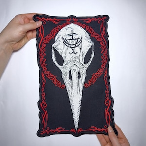 Plague Doctor grote patch op de achterkant - 14" in geborduurde opstrijkbare bikervest patch