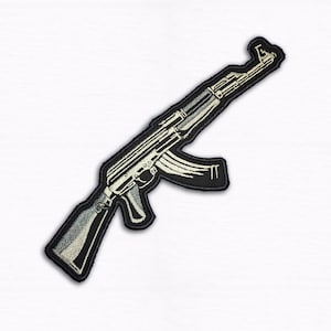 AK-47 Taktischer Aufnäher - 28cm - 36cm in Bestickter Militär Aufnäher