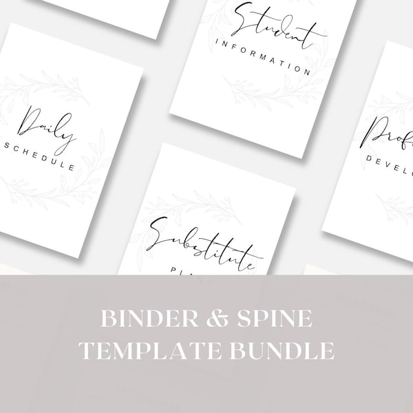 Editable Binder Cover and Spinds | Elegant B & W