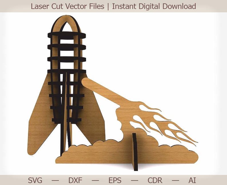 Rocket Laser Cut File – Space SVG DXF for Glowforge, Cricut (digital ...