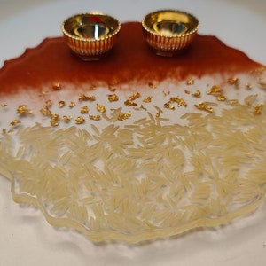 Beautiful Designed Epoxy Resin Rakhi Plate , Unique Resin Art for Home ...