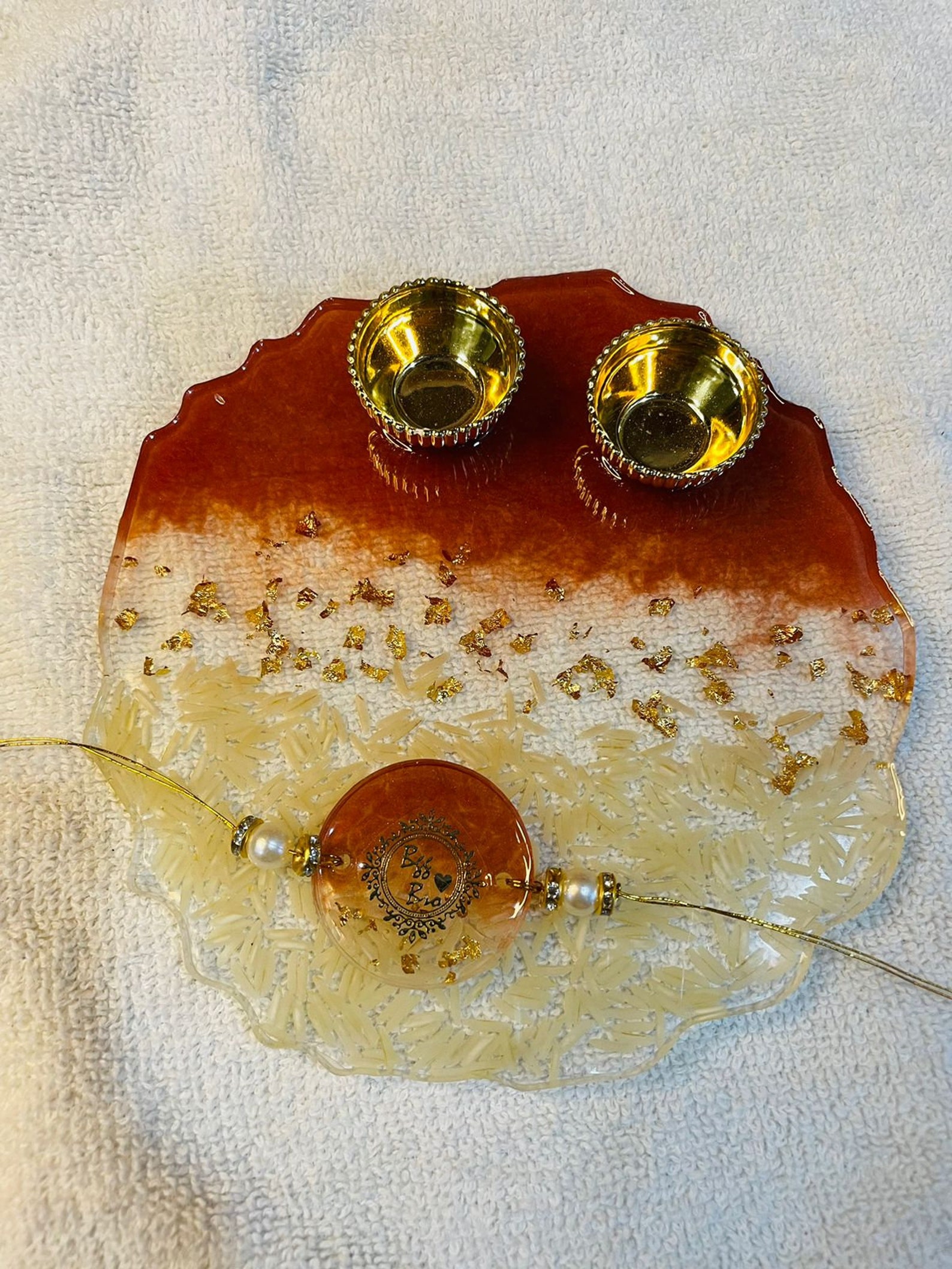 Beautiful Designed Epoxy Resin Rakhi Plate , Unique Resin Art for Home ...