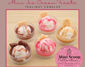 Mini Ice Cream Scoop Cup Tealight Candle • Hand‑Poured Dessert Favor