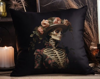 Gothic Pillow, Gothic Skeleton Pillow, Gothic Decor, Classy Horror Pillow, Gothic Throw Pillow, Halloween Decor, Halloween Pillow