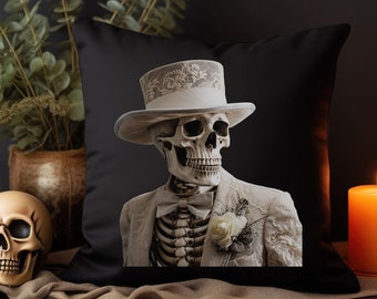 Gothic Decorative Pillow, Gothic Skeleton Pillow, Gothic Decor, Classy Horror Pillow, Gothic Throw Pillow, Halloween Decor, Halloween Pillow