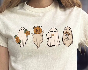 Ghost Unisex Heavy Cotton Tee, Ghost Tee Shirt, Ghost T-Shirt, Ghost Short Sleeve Shirt, Halloween Ghost Shirt