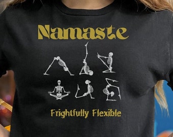 Halloween Skeleton Shirt, Namaste Skeleton Yoga Heavy Cotton Tee, Meditating Skeleton Shirt, Halloween Shirt