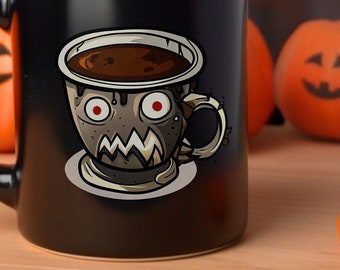 Tasse noire de café d’horreur d’Halloween, tasse à café de monstre, tasse à café sur le thème de l’horreur, cadeau de tasse d’Halloween, tasse de monstre d’horreur